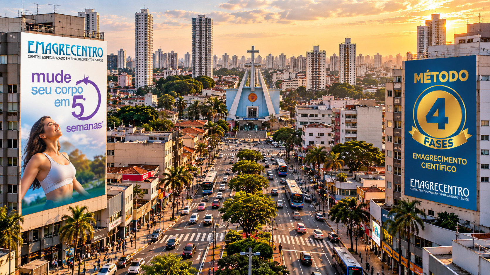 Painéis da Emagrecentro na cidade de São Paulo — E essa história também faz parte de Vila Maria. Há 12 anos cuidando de pessoas e transformando vidas